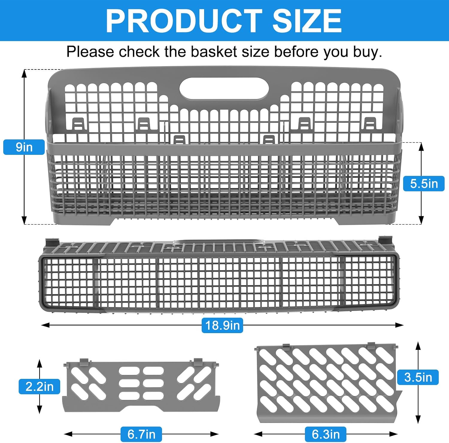 UPGRADED 8531233 WP8562043 Dishwasher Silverware Basket Replacement,Fits For Kitchenaid Kenmore Whirlpool Dishwasher Utensil Basket Parts KDFE104HPS0 KDTE334GPS0 Universal Dishwasher Cutlery Basket